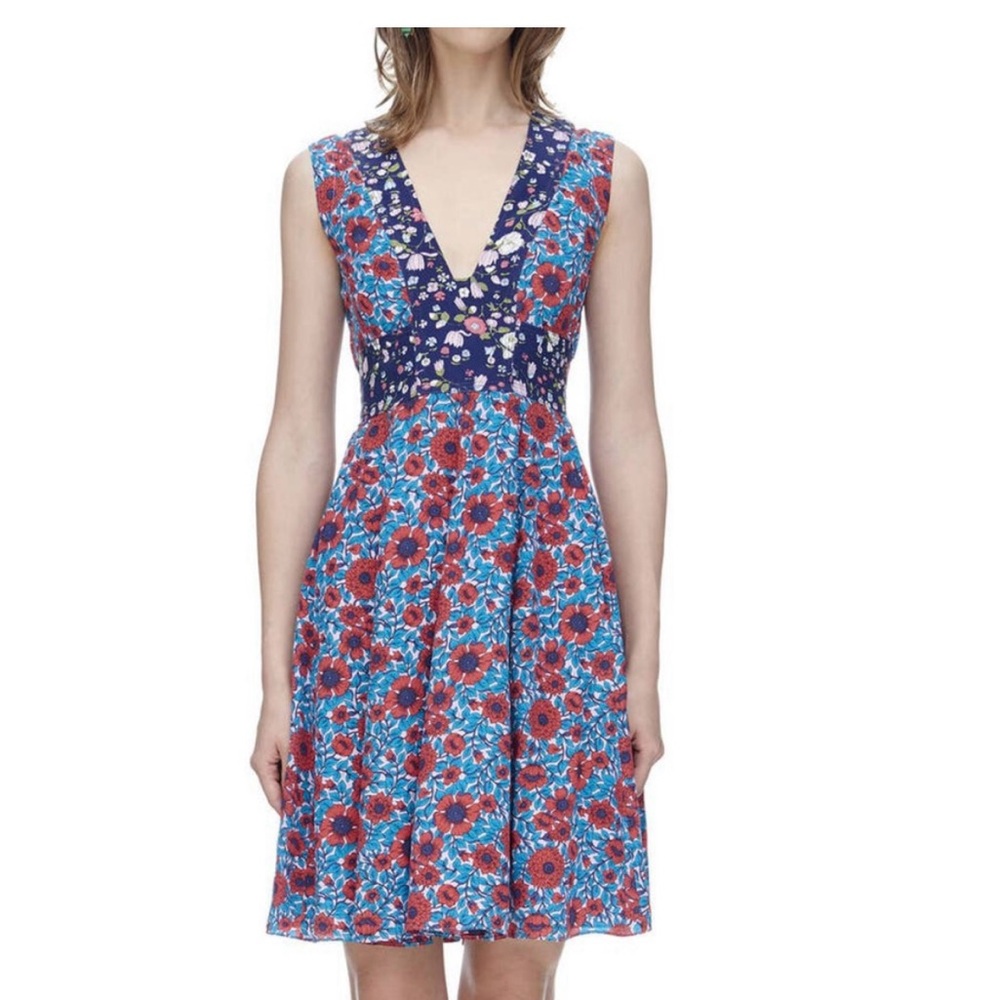 Rebecca Taylor Lindsay Sleeveless Floral Silk Dress A-line size 8